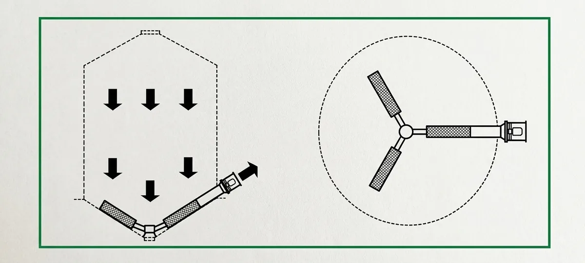 Esquema de aireación de silos y celdas con ventiladores axiales